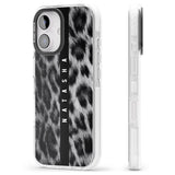 iPhone 16 Pro Max Personalised Snow Leopard Print Black Impact Phone Case