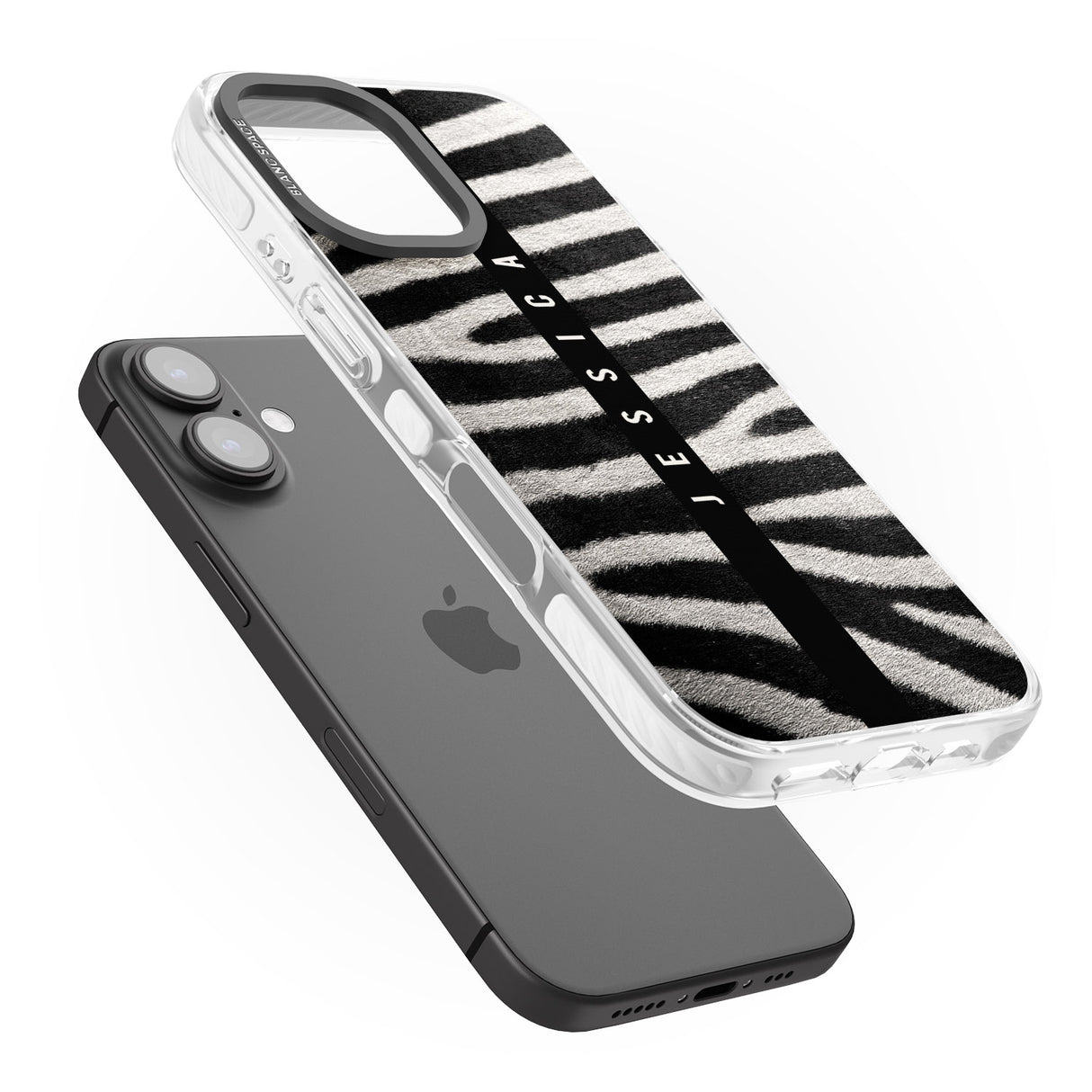 iPhone 16 Pro Max Personalised Zebra Print Black Impact Phone Case