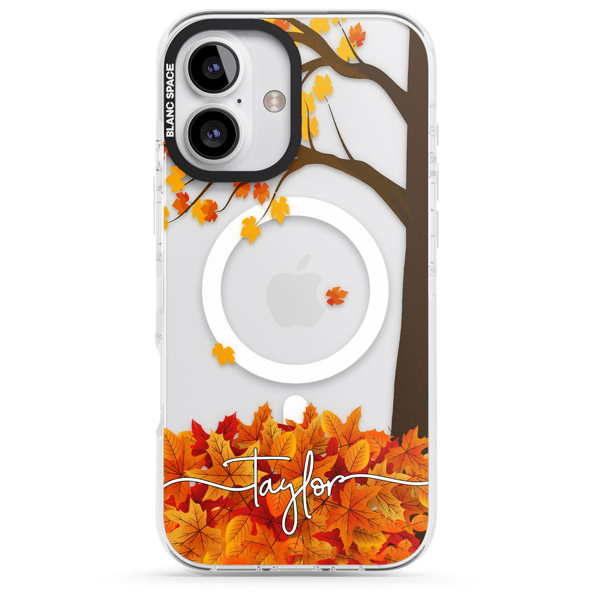 iPhone 16 Pro Max Personalised Autumn Leaves Black Impact Phone Case