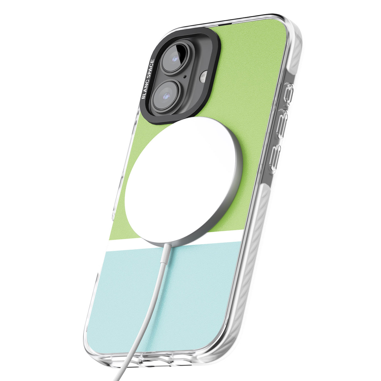 iPhone 16 Pro Max Personalised Colourblock: Green & Turquoise Black Impact Phone Case