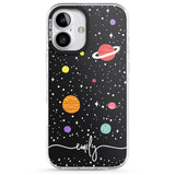 iPhone 16 Pro Max Personalised Cute Cartoon Planets Black Impact Phone Case