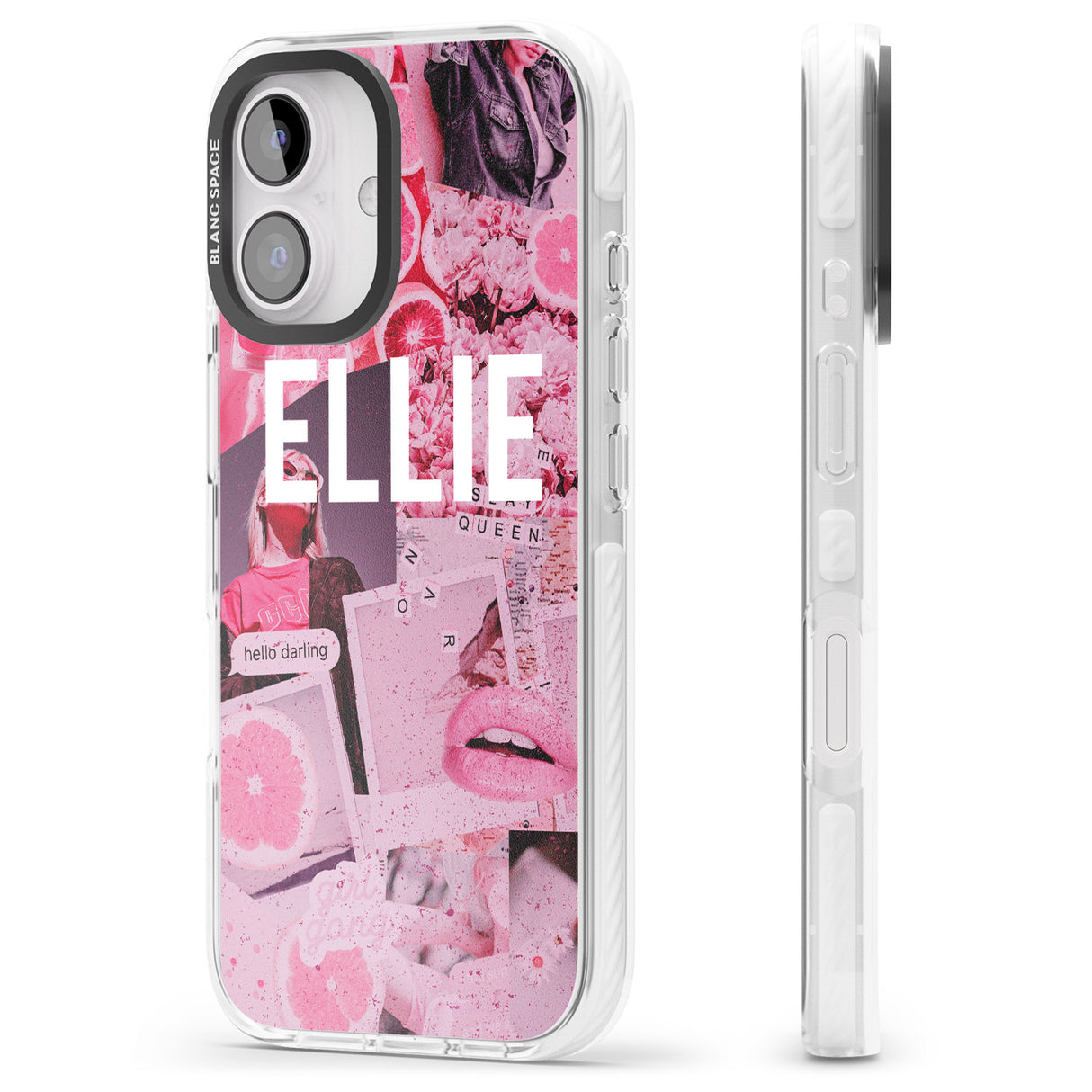 iPhone 16 Pro Max Personalised Sweet Pink Fashion Collage Black Impact Phone Case