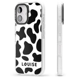 iPhone 16 Pro Max Personalised Cow Print Black Impact Phone Case