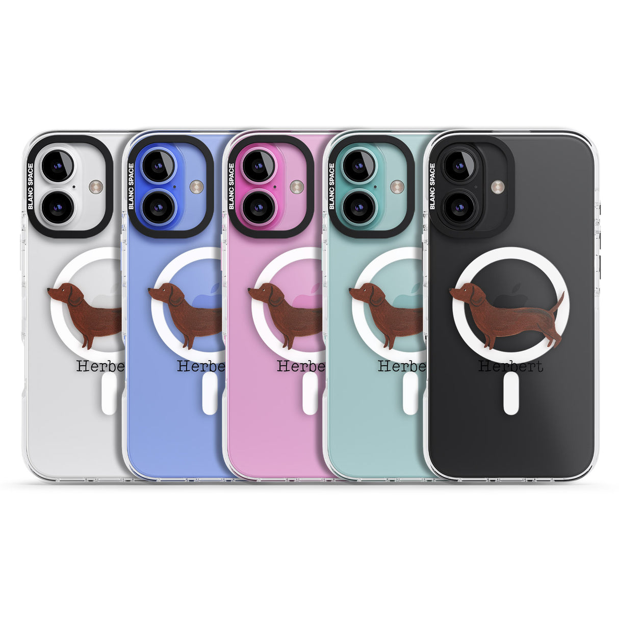 iPhone 16 Pro Max Personalised Hand Painted Sausage Dog Black Impact Phone Case