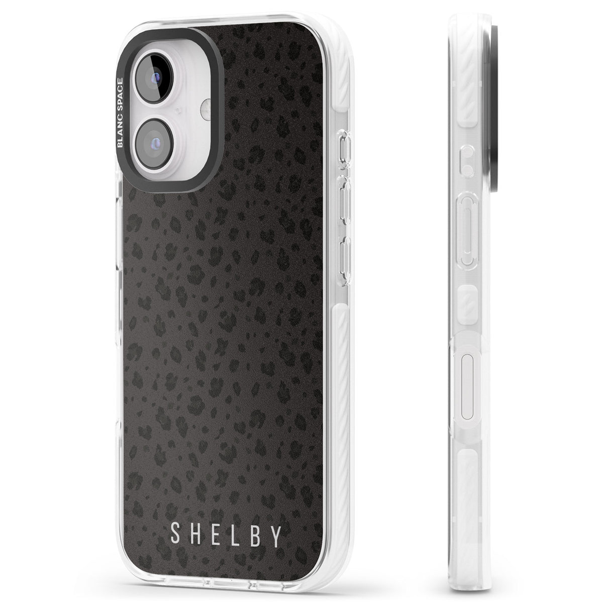 iPhone 16 Pro Max Personalised Minimal Lettering Dark Leopard Black Impact Phone Case