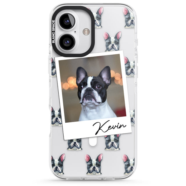 iPhone 16 Pro Max Personalised French Bulldog, Black & White - Dog Photo Black Impact Phone Case