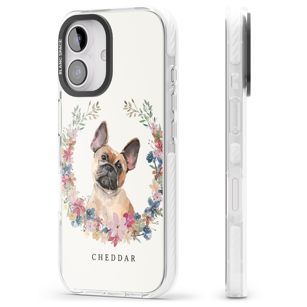 iPhone 16 Pro Max Personalised Tan French Bulldog Watercolour Dog Portrait Black Impact Phone Case