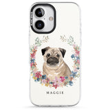 iPhone 16 Pro Max Personalised Pug - Watercolour Dog Portrait Black Impact Phone Case