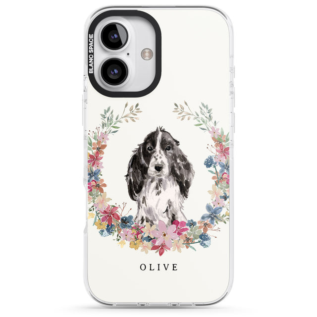 iPhone 16 Pro Max Personalised Black Cocker Spaniel - Watercolour Dog Portrait Black Impact Phone Case