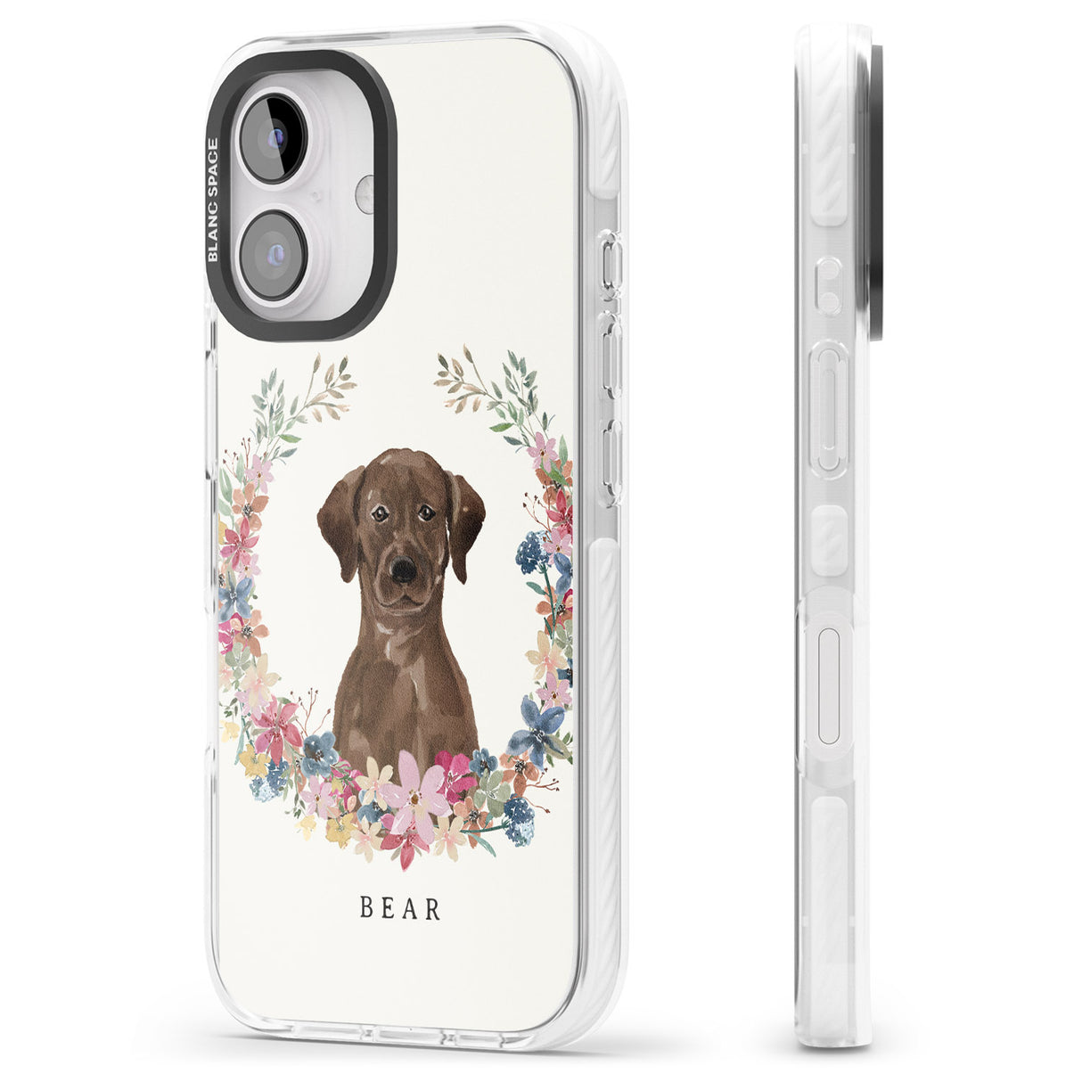 iPhone 16 Pro Max Personalised Chocolate Lab - Watercolour Dog Portrait Black Impact Phone Case