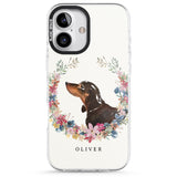 iPhone 16 Pro Max Personalised Black & Tan Dachshund - Watercolour Dog Portrait Black Impact Phone Case