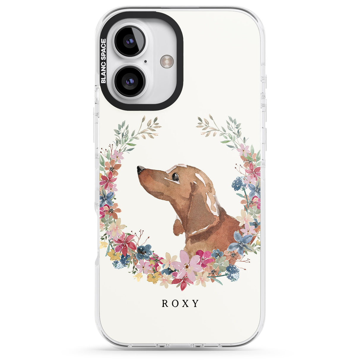 iPhone 16 Pro Max Personalised Tan Dachshund - Watercolour Dog Portrait Black Impact Phone Case