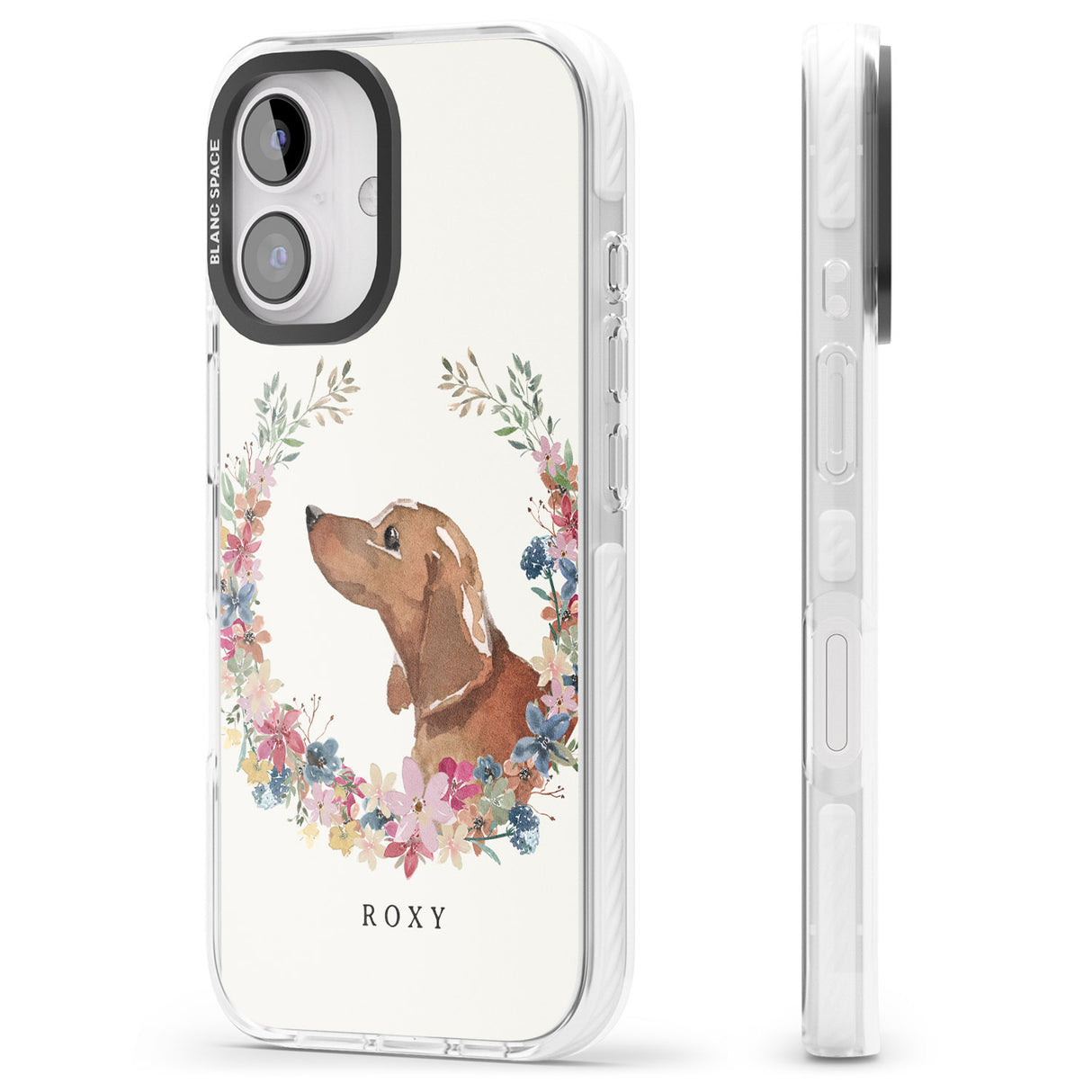 iPhone 16 Pro Max Personalised Tan Dachshund - Watercolour Dog Portrait Black Impact Phone Case