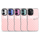 iPhone 16 Pro Max Personalised Pink Polka Black Impact Phone Case