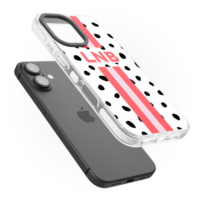 iPhone 16 Pro Max Personalised Polka & Pink Stripe Black Impact Phone Case