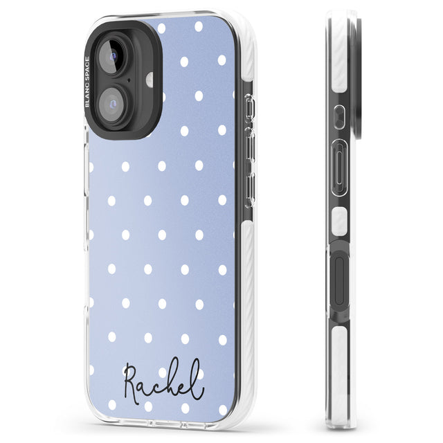 iPhone 16 Pro Max Personalised Simple Light Blue Dots Black Impact Phone Case