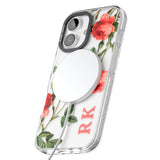 iPhone 16 Pro Max Personalised Clear Vintage Floral Pink Roses Black Impact Phone Case