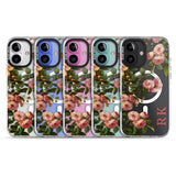 iPhone 16 Pro Max Personalised Clear Vintage Floral Pink Garden Roses Black Impact Phone Case