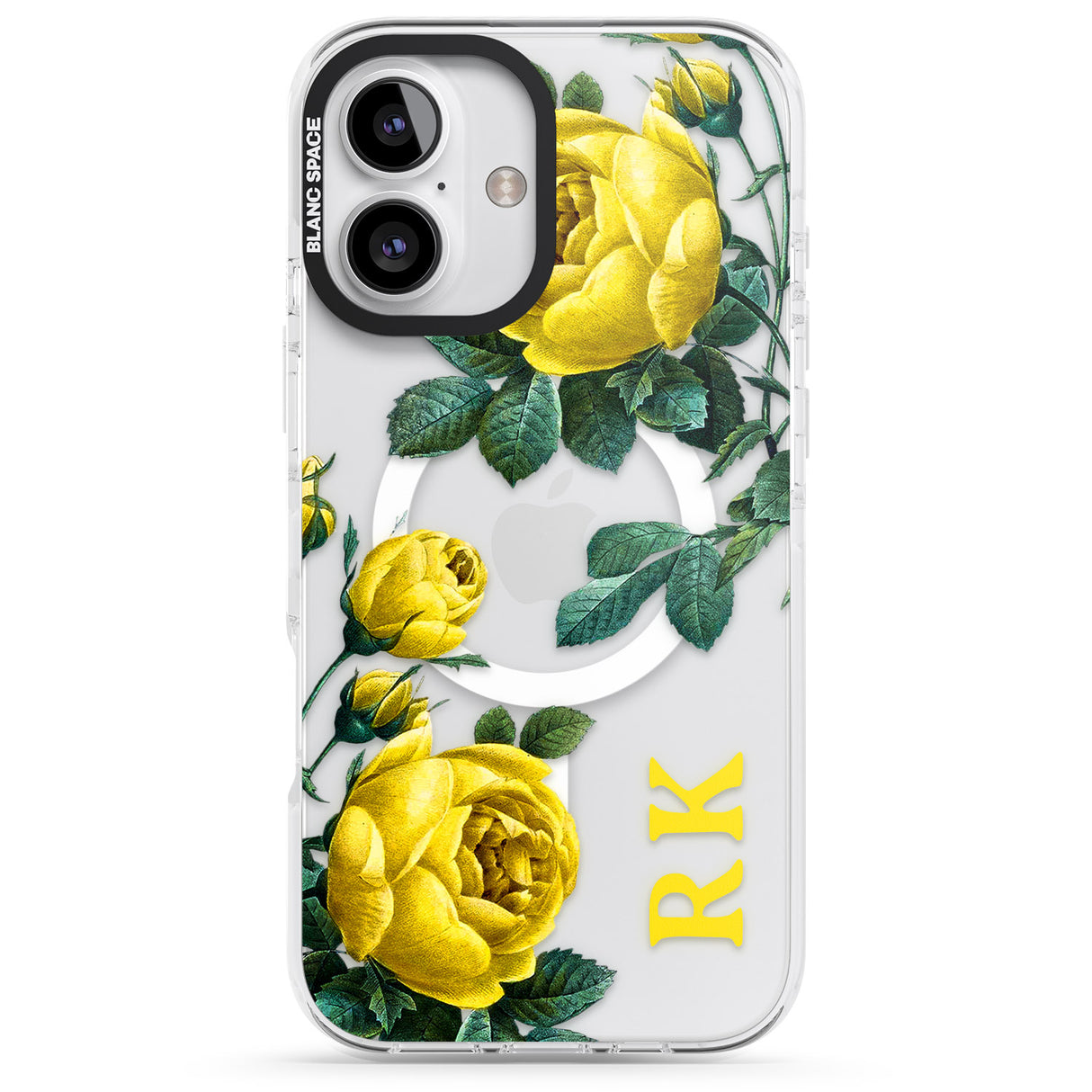 Personalised Clear Vintage Floral Yellow Roses