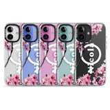 iPhone 16 Pro Max Personalised Cherry Blossoms with Text Black Impact Phone Case