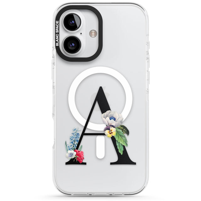 Personalised Floral Initial Impact Magsafe Phone Case for iPhone 16, iPhone 16 Plus