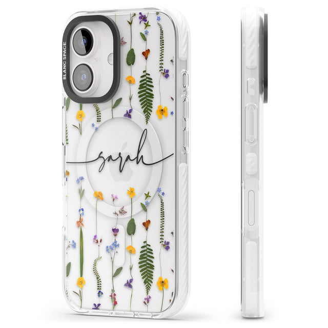 iPhone 16 Pro Max Personalised Wildflower Floral Black Impact Phone Case