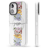 iPhone 16 Pro Max Personalised Wildflower Floral Stripe Personalised Black Impact Phone Case