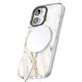 iPhone 16 Pro Max Personalised White & Gold Swirl Marble Black Impact Phone Case