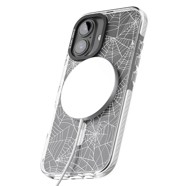 iPhone 16 Pro Max Personalised Spider Web Pattern Black Impact Phone Case