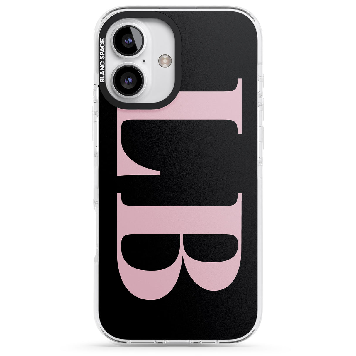 iPhone 16 Pro Max Personalised Pink & Black Letters Black Impact Phone Case