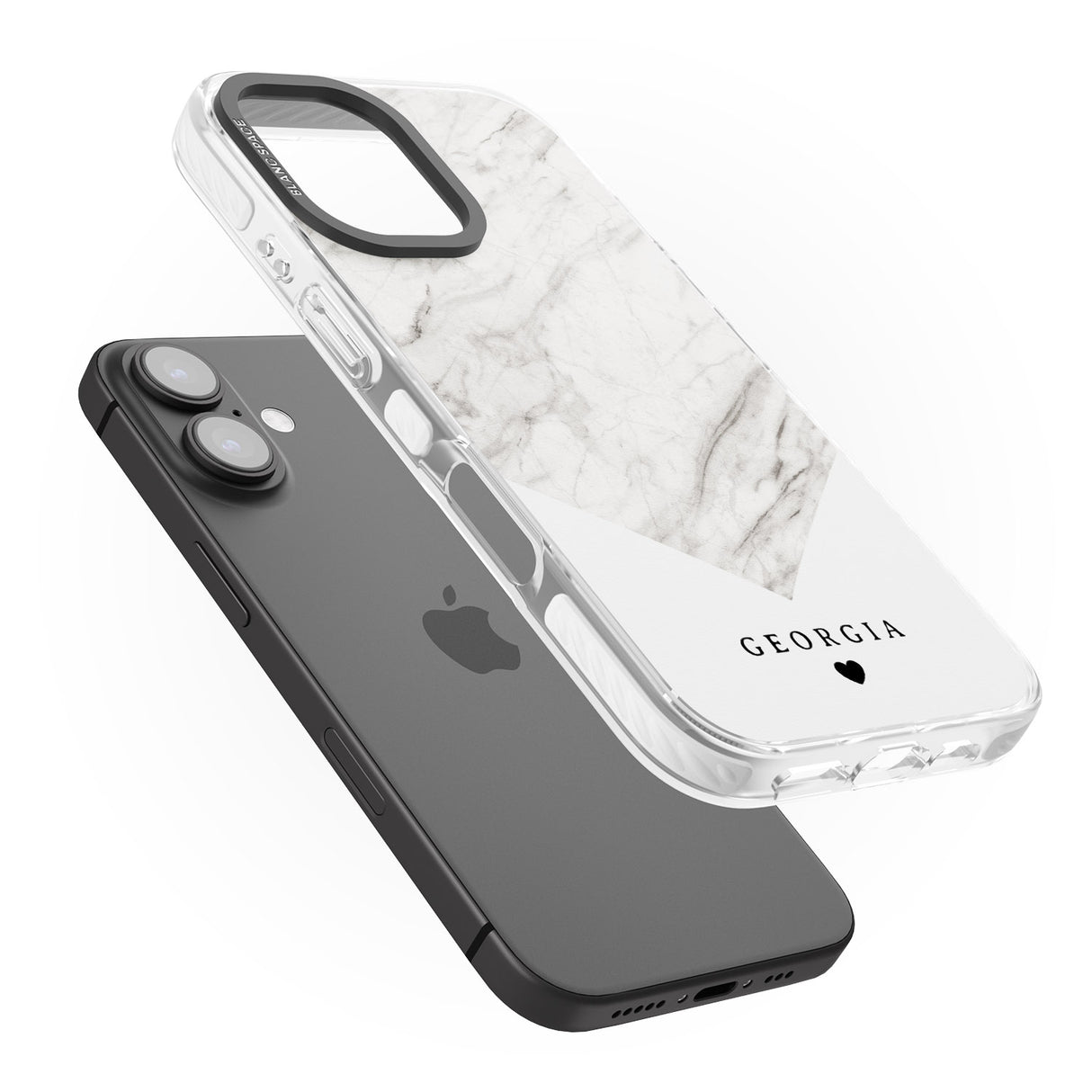 iPhone 16 Pro Max Personalised White Marble Black Impact Phone Case