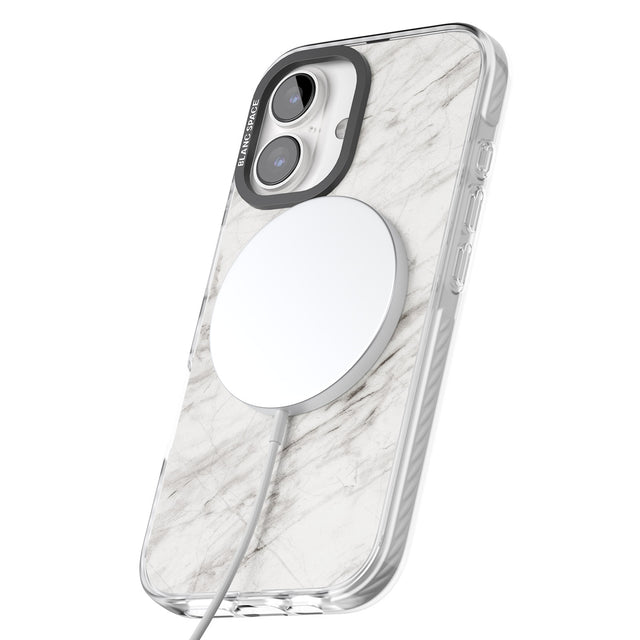 iPhone 16 Pro Max Personalised Light Grey & White Marble Texture Black Impact Phone Case