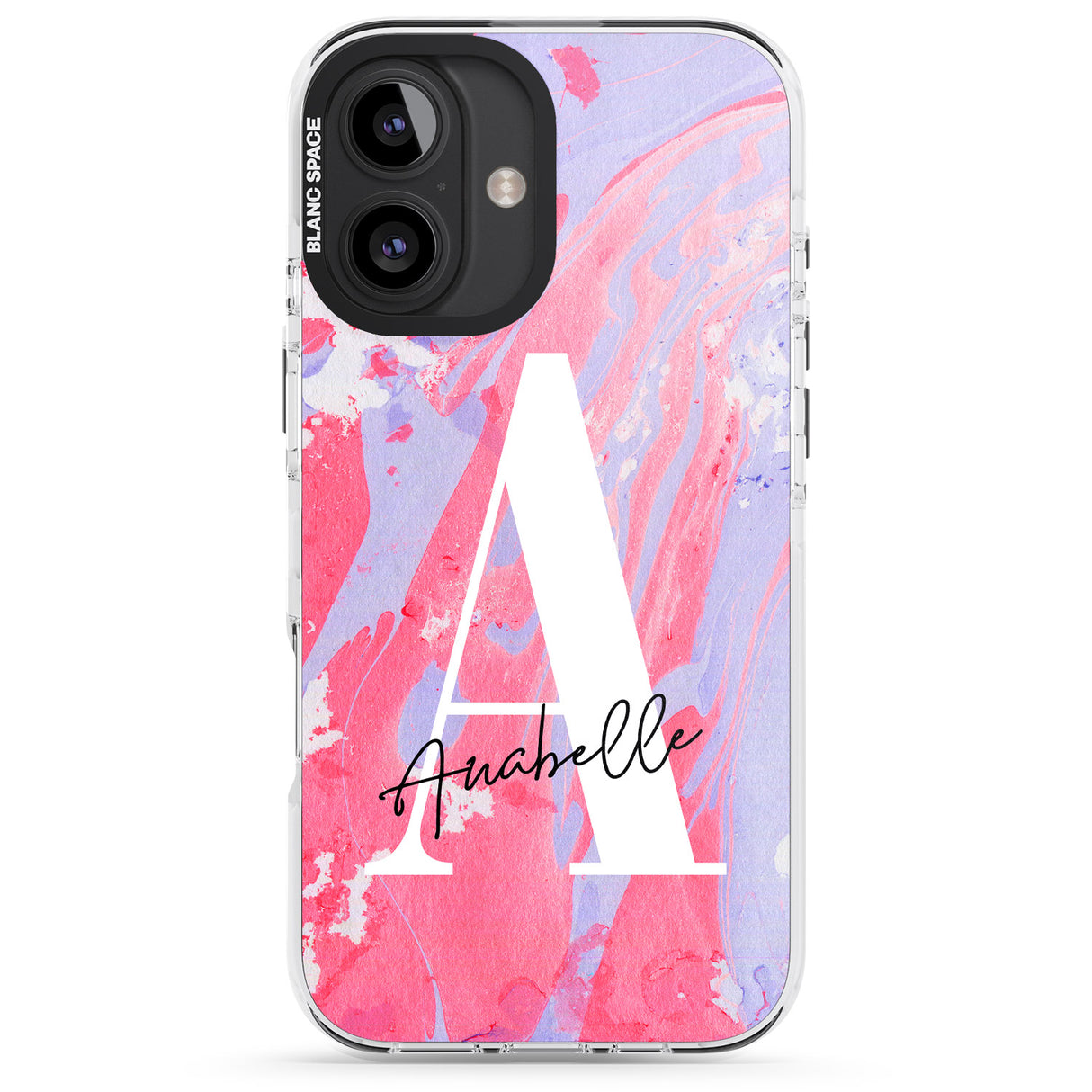 iPhone 16 Pro Max Personalised Pink & Purple - Marble Black Impact Phone Case