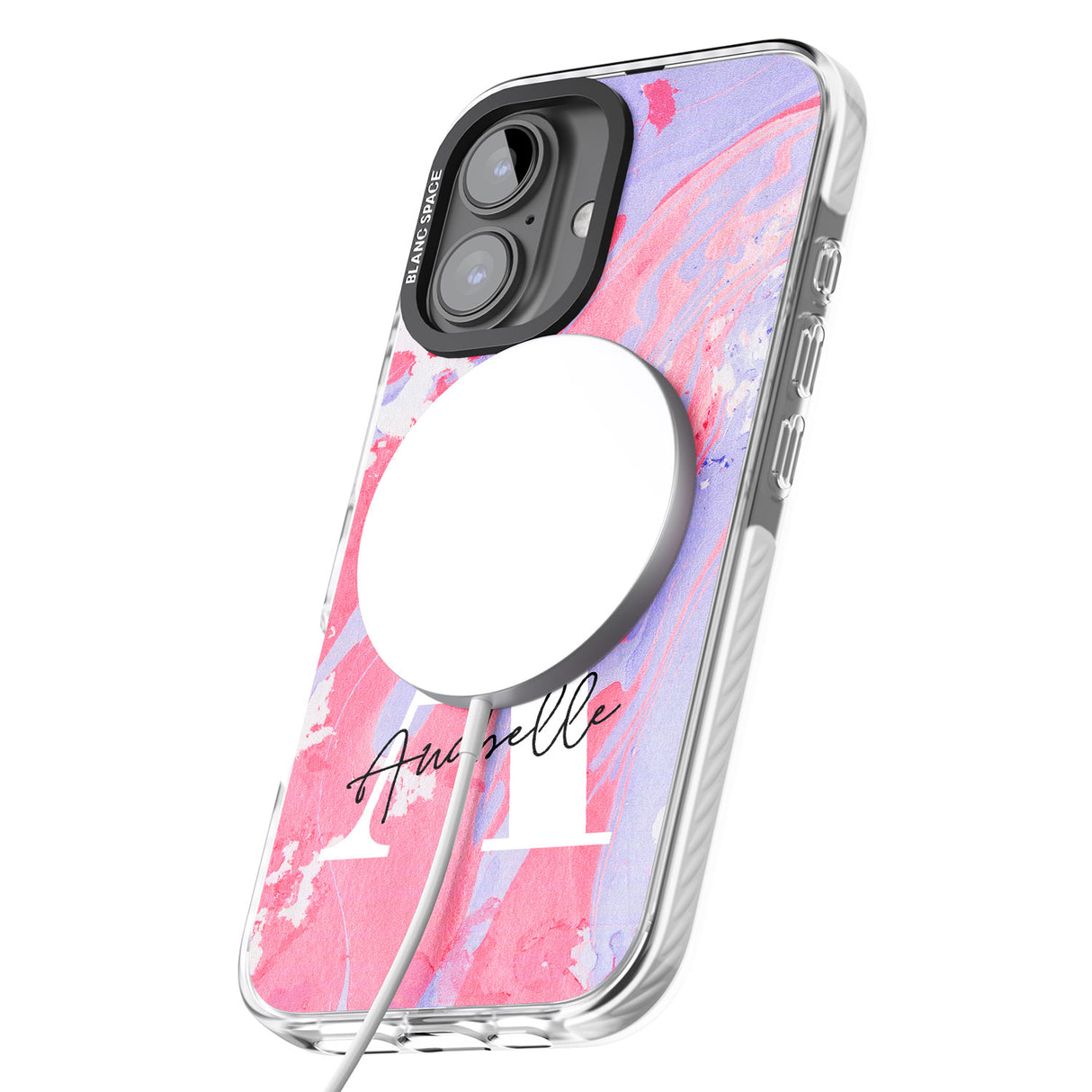 iPhone 16 Pro Max Personalised Pink & Purple - Marble Black Impact Phone Case