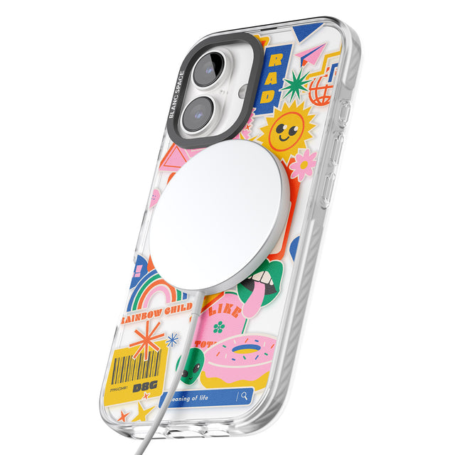 iPhone 16 Pro Max Personalised Nostalgia Sticker Mix #2 Black Impact Phone Case