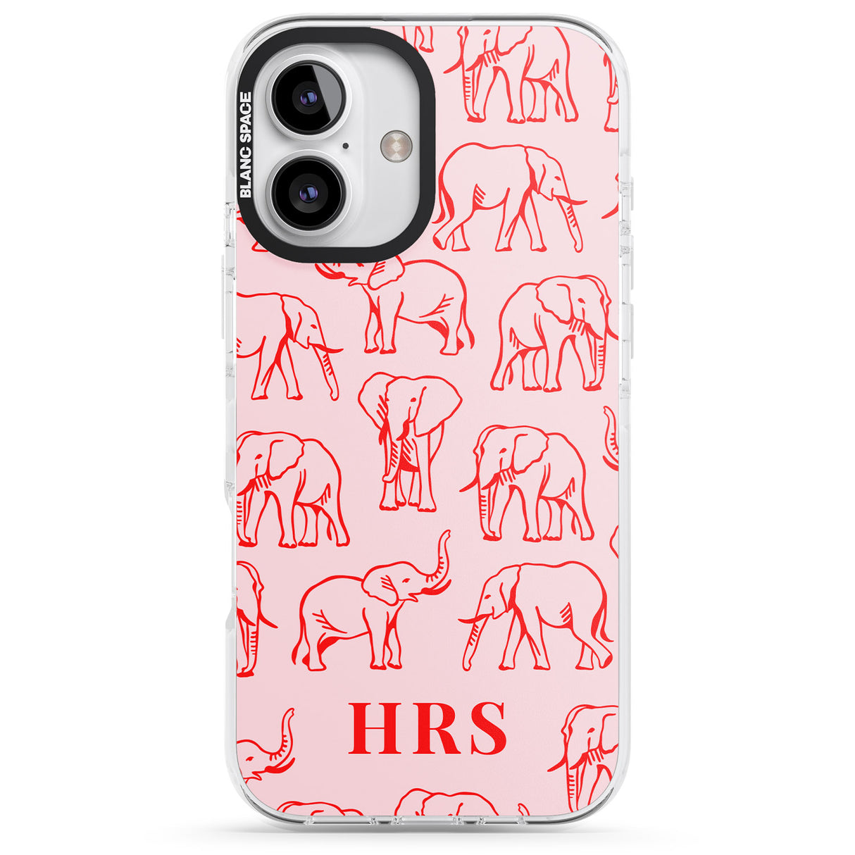 Personalised Red Elephant Outlines on Pink