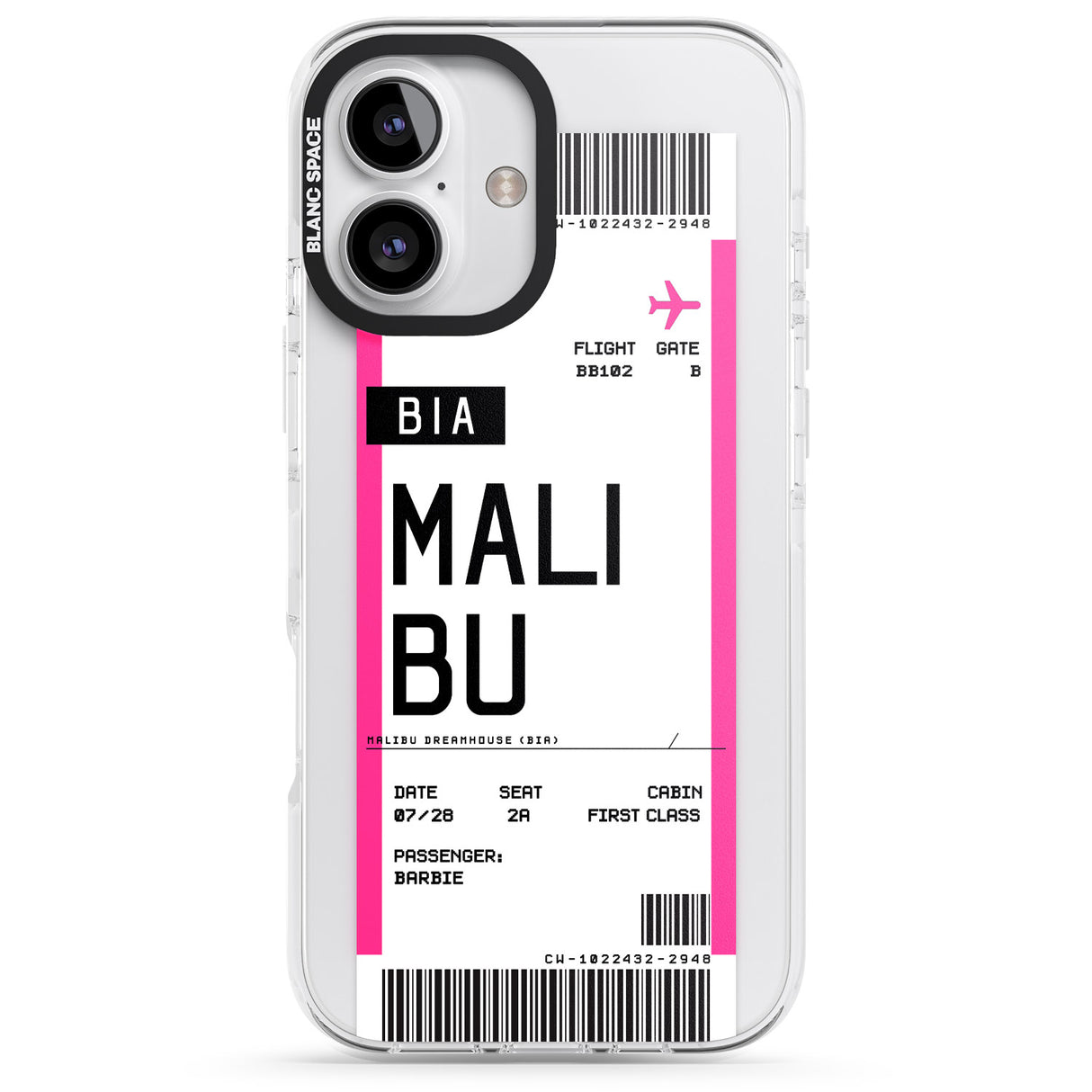 Personalised Pink Malibu Boarding Pass