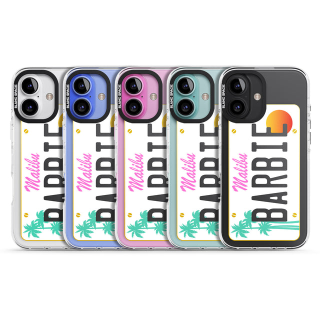 iPhone 16 Pro Max Personalised Malibu License Plate Black Impact Phone Case