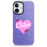 iPhone 16 Pro Max Personalised Glamorous Love Heart Black Impact Phone Case