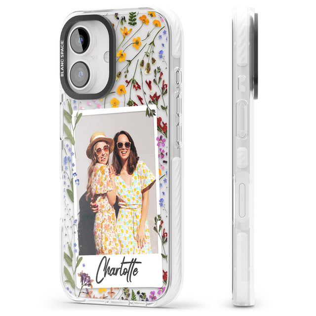 iPhone 16 Pro Max Personalised Wildflower Instant Photo Black Impact Phone Case