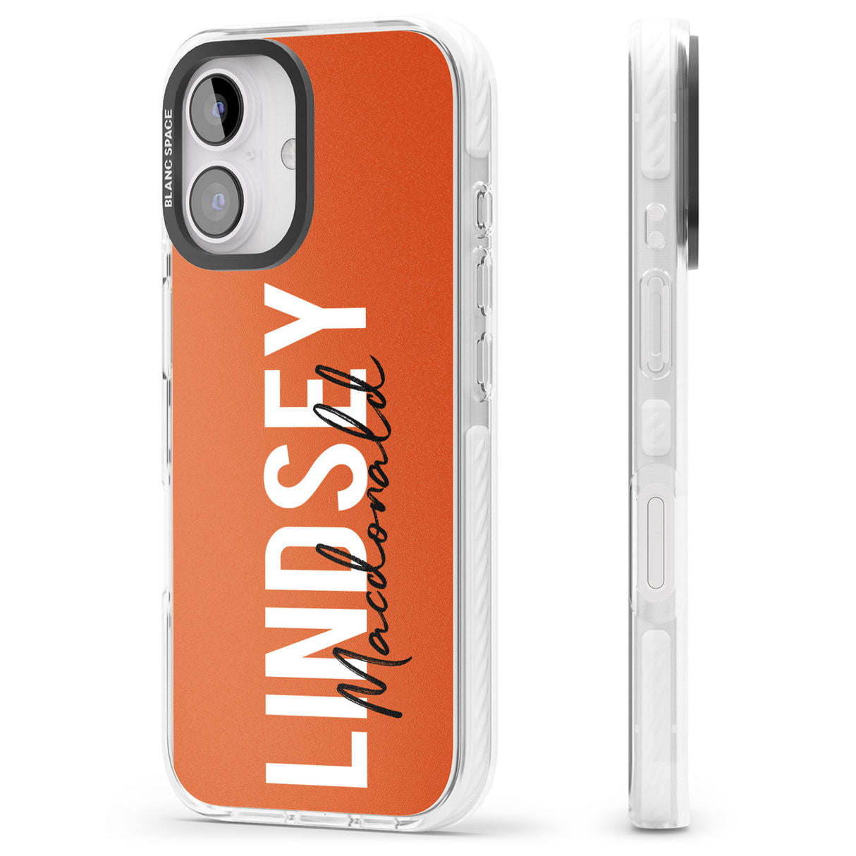 iPhone 16 Pro Max Personalised Bold Name: Orange Black Impact Phone Case