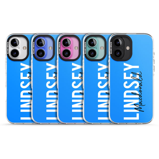 iPhone 16 Pro Max Personalised Bold Name: Blue Black Impact Phone Case