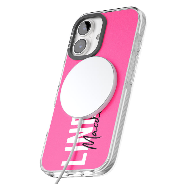 iPhone 16 Pro Max Personalised Bold Name: Pink Black Impact Phone Case