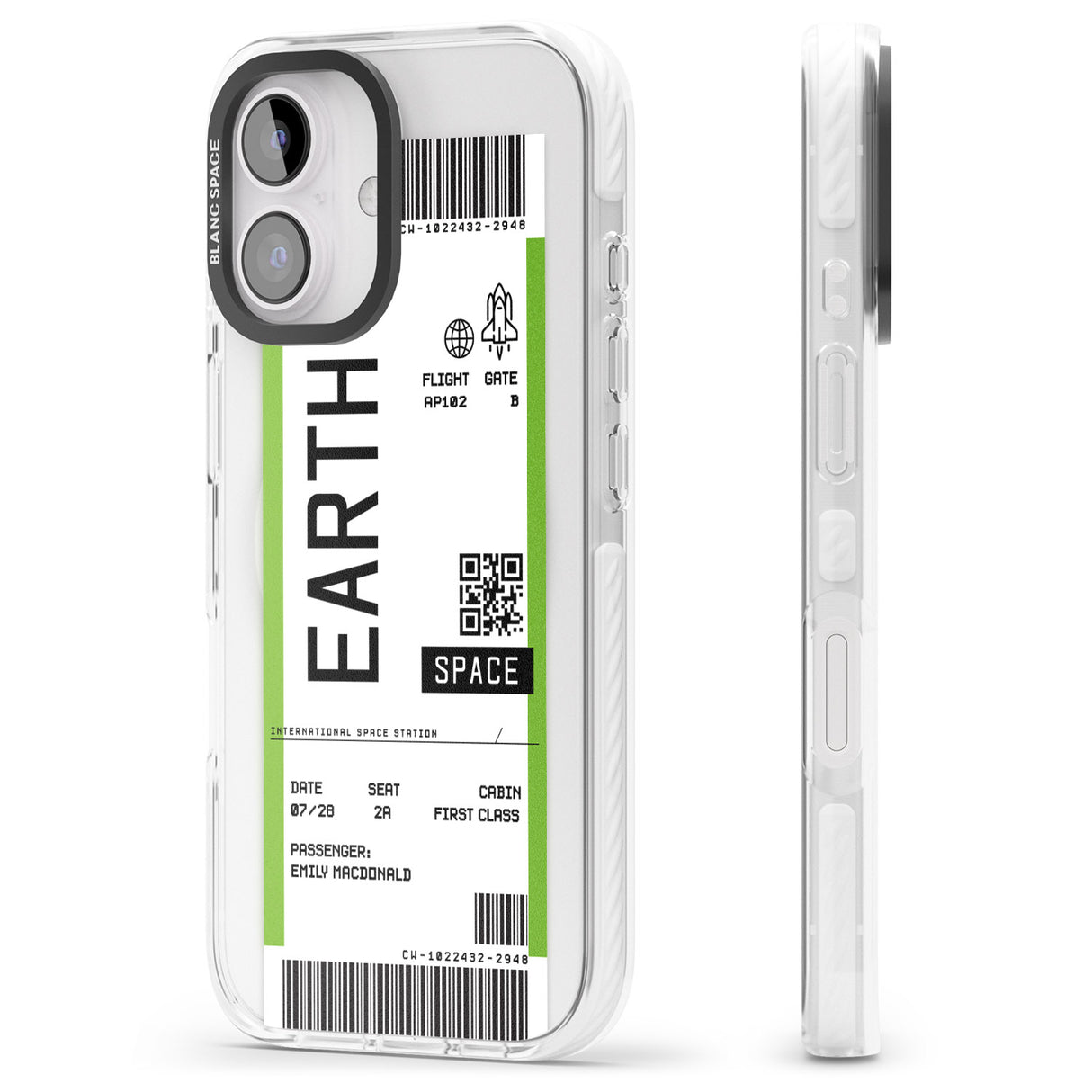 iPhone 16 Pro Max Personalised Earth Space Travel Ticket Black Impact Phone Case