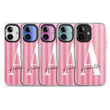 iPhone 16 Pro Max Personalised Pink on Pink Stripes Black Impact Phone Case