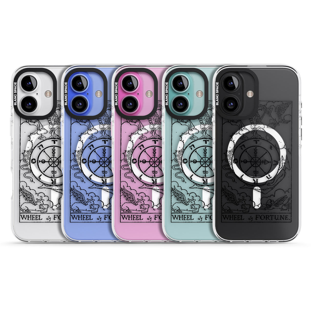 iPhone 16 Pro Max Personalised Wheel of Fortune Tarot Card - Transparent Black Impact Phone Case