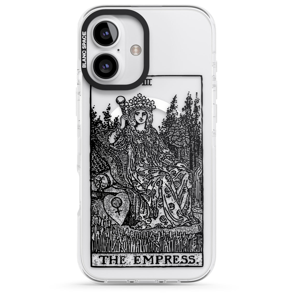 iPhone 16 Pro Max Personalised The Empress Tarot Card - Transparent Black Impact Phone Case