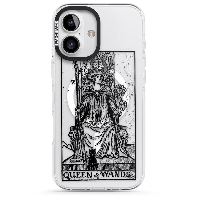 iPhone 16 Pro Max Personalised Queen of Wands Tarot Card - Transparent Black Impact Phone Case