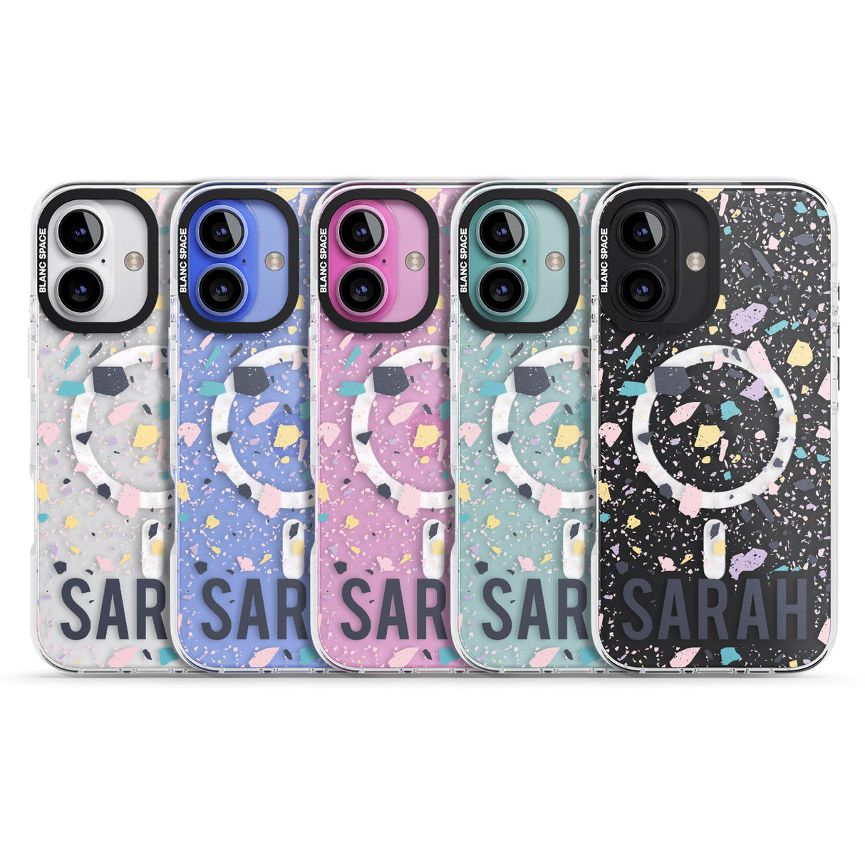 iPhone 16 Pro Max Personalised Terrazzo - Pink, Purple, Blue Black Impact Phone Case