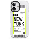 iPhone 16 Pro Max Personalised New York Boarding Pass Black Impact Phone Case